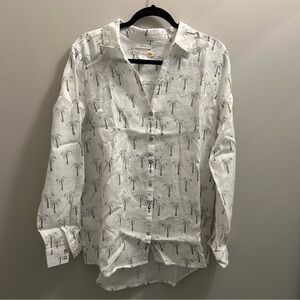 C&C California Palm Tree Print Linen Shirt